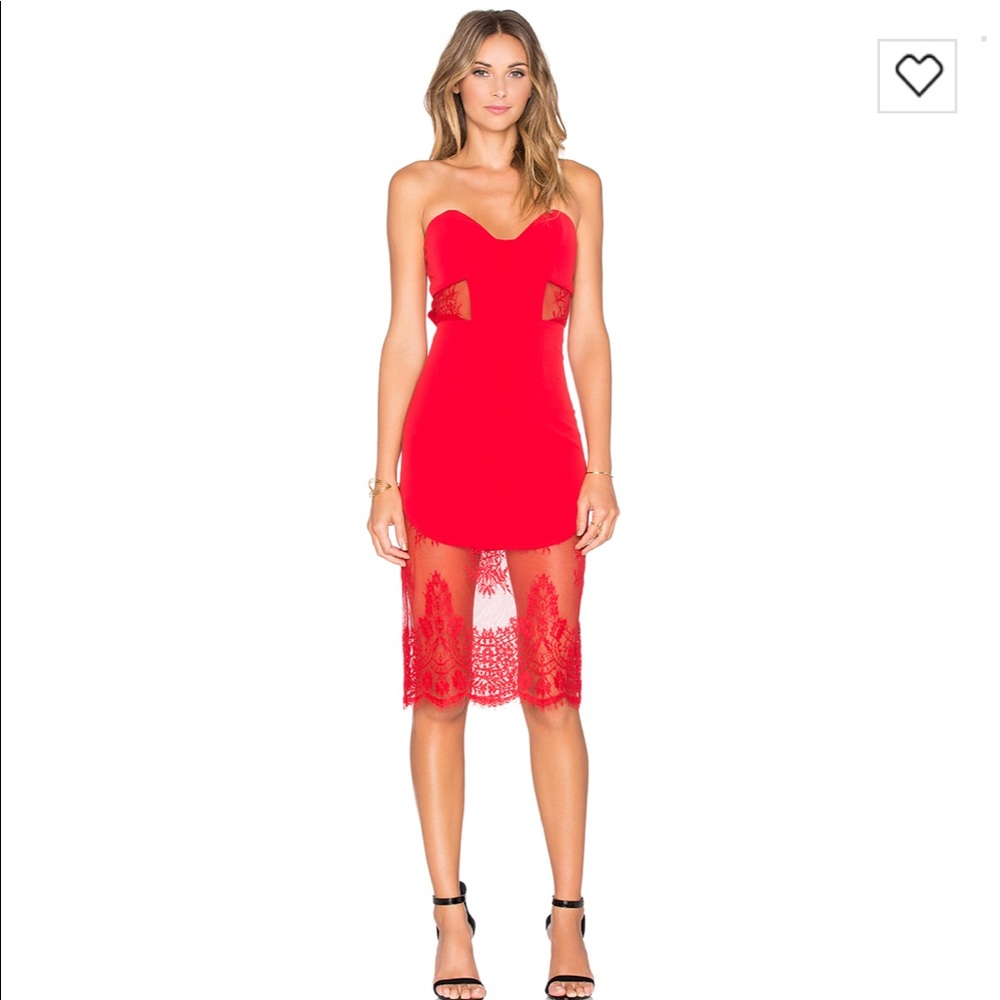 NBD Revolve Picture Me Red Sweetheart Midi Dress